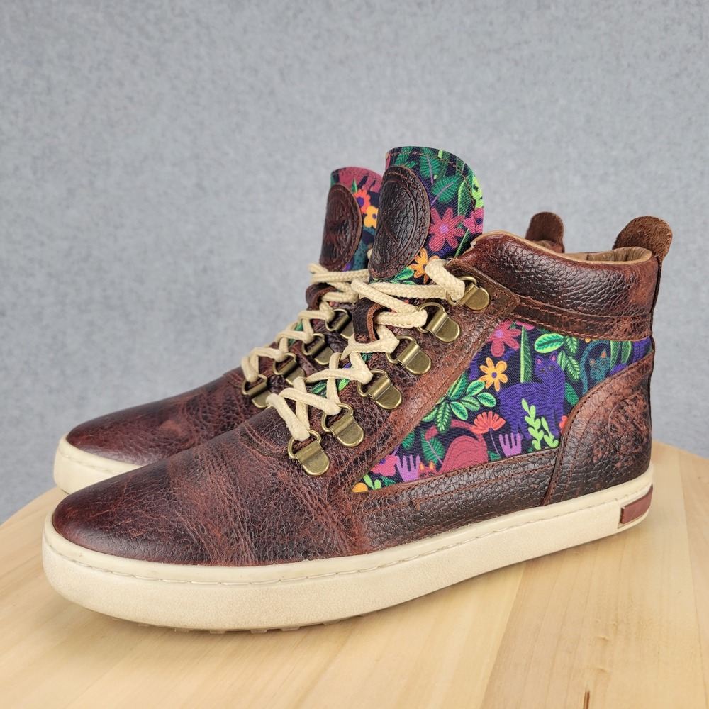 Inkkas Sokoke Camping Boots Women 8 Brown Leather Cats Floral High Top Sneakers